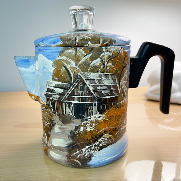 Hand painted Outdoors Aluminum Coffee Pot - Picture 2 of 8